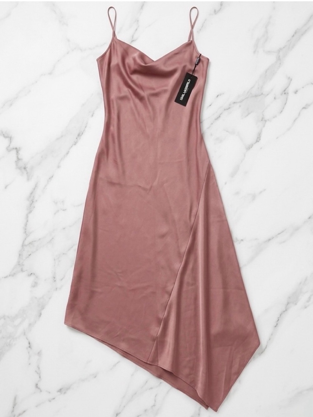 Karl Lagerfeld Paris Dusty
Rose Asymmetrical Dress Size
6 NWT